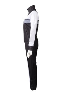 WTV175 Online Order Women's Sport Suit Design Black and White Contrast Sport Suit Sport Suit Factory 100% Polyester  side view